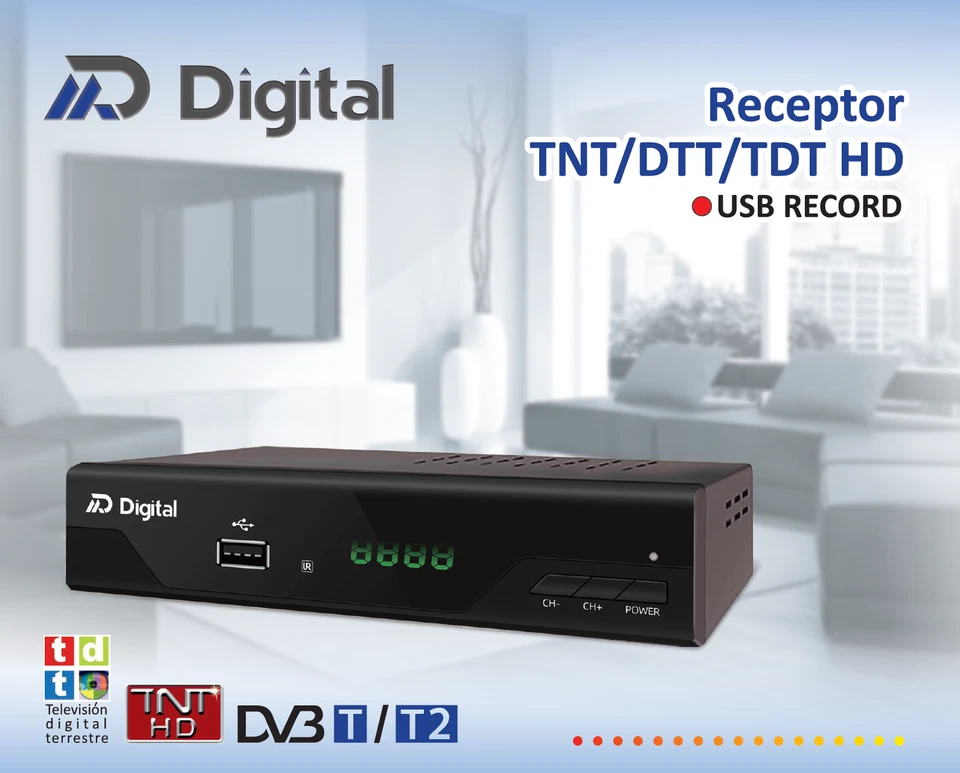TDT Receptor Digital Full HD DM-Digital TNT/DTT, DVB-T2, USB, HDMI, SCART, PVR - Imagen 2 de 4