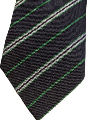 E. Marinella Napoli Navy/Green/White Diagonal Stripe 100% Silk Tie Italy. W-3.5"