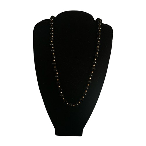 Black Onyx and 14KT Gold Beaded Necklace 18” Vintage & Matching Earrings Set - Picture 4 of 8