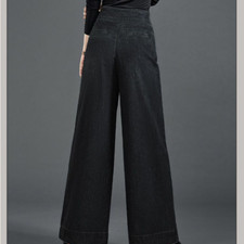 Lady Wide Leg Jeans Denim Trousers High Waist Pants Loose Casual Vintage Classic