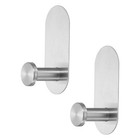 2pcs Self Adhesive Hook Stainless Steel Shower Robe Towel Wall Hooks, Silver