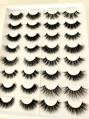 16 Pairs 100% Real 3D Mink Makeup Cross False Eyelashes Eye Lashes Handmade