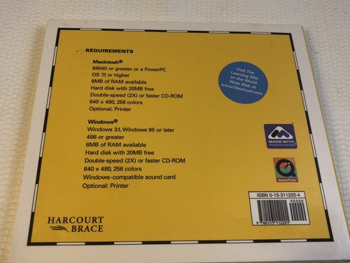 PC CD Rom Map Skills Social Studies Geography Harcourt Bruce 1996 Mac Win 3.1 95 - Picture 5 of 5