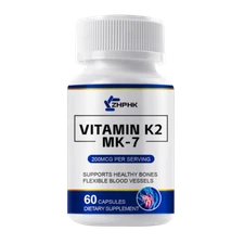 Vitamin K2 MK7 200mcg Supplement Non-GMO, Gluten Free Bones Heart Immune Support