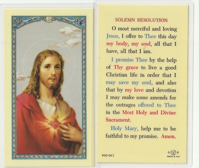 *Holy Card-(Laminated)-''Solemn Resolution'' *O Most Merciful.-Holy Card-(L75-S3}+
