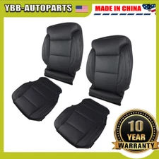 Driver Passenger Bottom Top Leather Seat Cover Blk For 15-19 Silverado 1500 2500