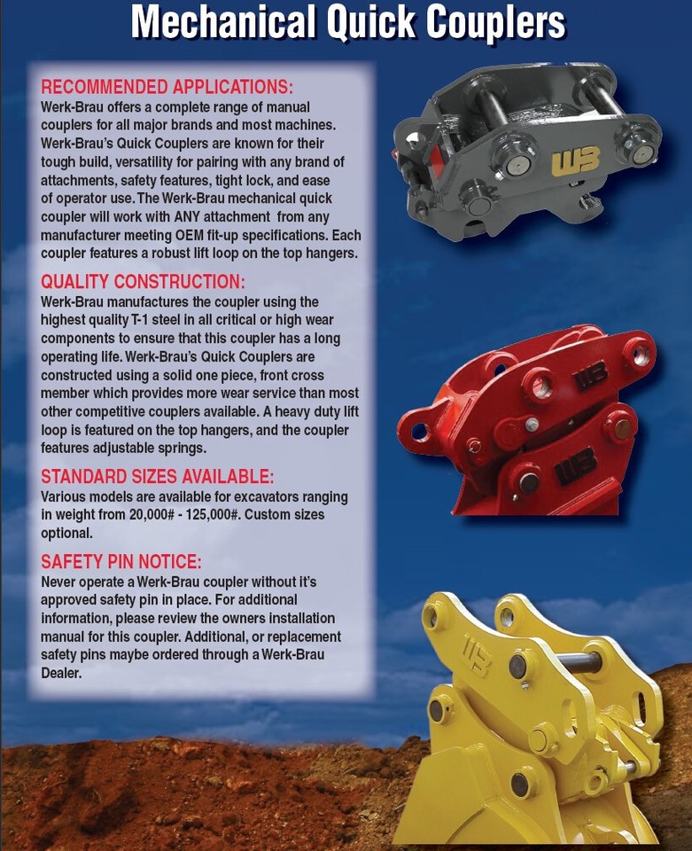 WERK-BRAU MINI EXCAVATOR CLASS 4 SPRING LOADED QUICK ATTACH COUPLER ...