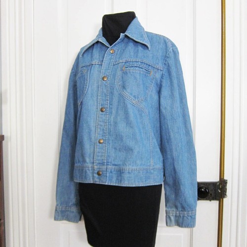 Vintage Lee Denim Jacket Medium Light Wash All Cotton Western Pointed Pockets