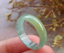 Certified Icy Green Burma Natural A JADE Jadeite Circle RING USA.6.5    610388