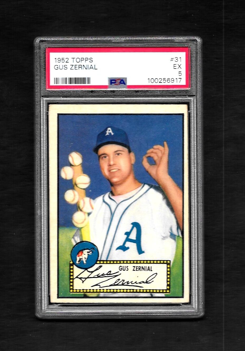 1952 TOPPS #31 GUS ZERNIAL - PSA 5 - A'S - ATHLETICS - RED BACK