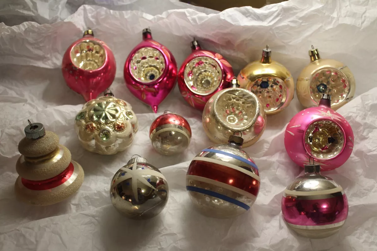 13 Vintage Christmas Ornaments ~ Made in USA, Poland, Shiny Brite ...