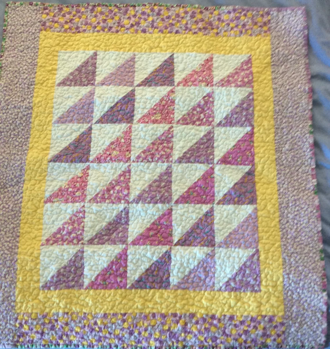 Baby girl quilt lavender and yellow handmade eBay