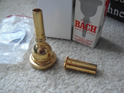 Gold Plated Vincent Bach Trombone Baritone Mouthpiece 6 1/2 AL with Adaptor