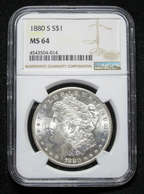 アメリカ 1880 S ドル 銀貨 NGC MS64 モルガンダラー 036 1880-S $1 Morgan Silver Dollar NGC MS64 Monster Rainbow Toned San