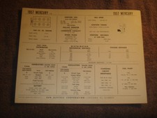 1957 Mercury 368 V-8 Engine Sun Tune-up Chart Data Chart 1957 Mercury 368 V-8 Engine Sun Tune-up Chart Data Chart