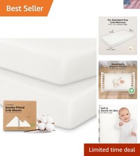 2-Pack Organic Crib Sheets for Boys, Girls - 52x28 Fitted Crib Mattress Sheet...