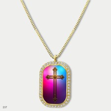 Stunning Colorful Jesus Christ Crucifix Cross Fashion Pendant Necklace Chain Pic