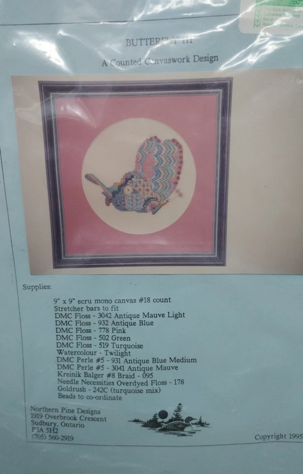 Butterfly Embroidery Patterns Lot of 4 Counted Canvas Work Designs - Image 3 of 4