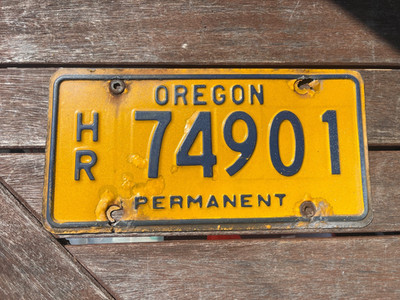 Oregon License Plate Permanent HR 74901