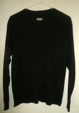 Men's L Large BASE LAYER BASICS long sleeve Solid Black Pull Over Shirt USA Made