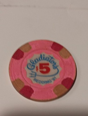 5 Dollar Poker Chip Gladiators Redding Ca 1981-1983 'Rare