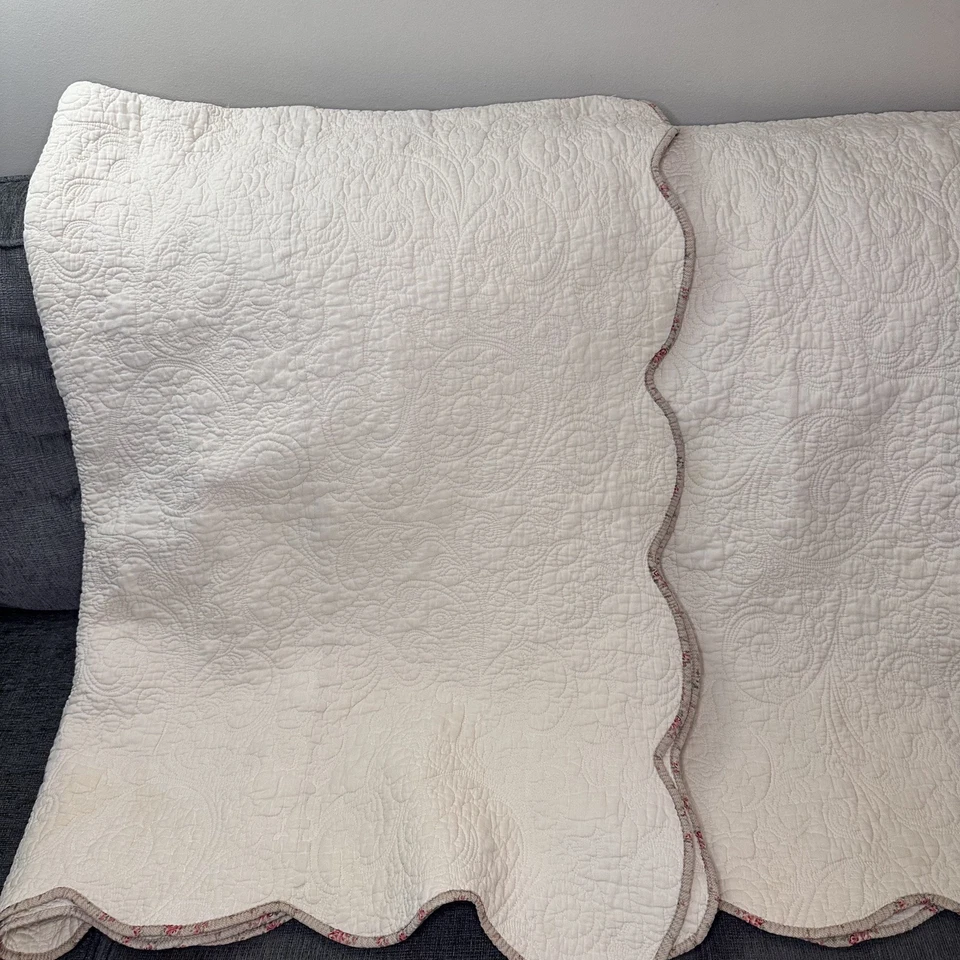 Colcha de retazos florales elegante cottage original 100 % algodón rosa queen Foto 2 de 4