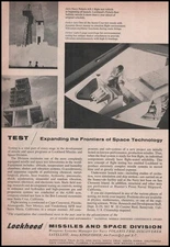 1959 Lockheed Missiles & Space Division Photo Polaris AX-1 Test Flight Print Ad