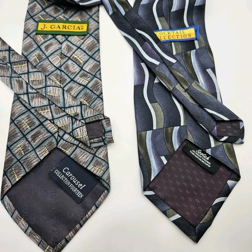 Cocktail Collection Tie Necktie Men's Lot of 6 Silk Blue Abstract Artsy Blue - Image 3 of 4