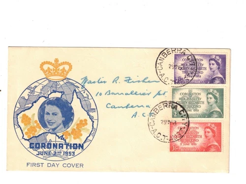 Australia 1953 Coronation  FDC,cds CANBERRA ACT