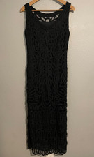 VTG Carole Little Dress Womens 6 Black Lace Sleeveless Sheath Whimsigoth 90s