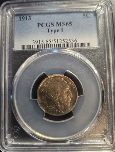 1913 BUFFALO NICKEL, TYPE 1 - PCGS MS-65