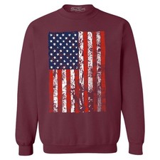 Distressed United States of America Flag Crewneck USA Flag Sweatshirt