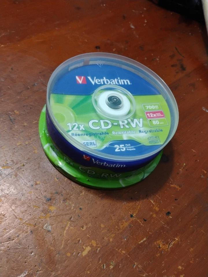 Verbatim CD-RW Discs 700MB/80min 4X/12X Spindle 25/Pk Brand New Not Opened  - Image 2 of 4