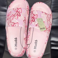 Mudd Women's Pink Hearts Slide Sandals Lightweight Synthetic Upper Size 11