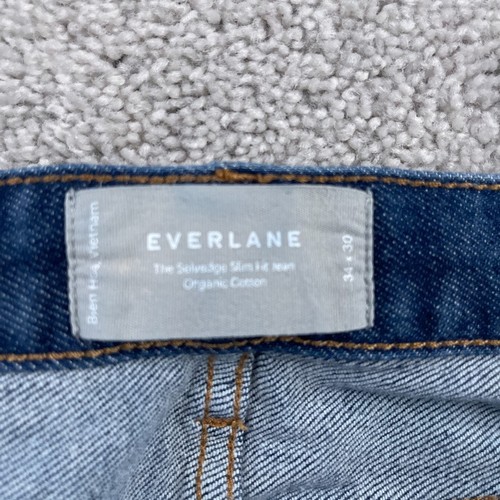 Everlane Jeans Mens 34x30 Blue Selvedge Slim Fit Stretch Organic Cotton Denim - Picture 5 of 16