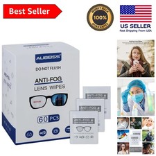 Pre-Moistened Anti-Fog Wipes for Eyeglasses - 60 Pack, Streak-Free Protection
