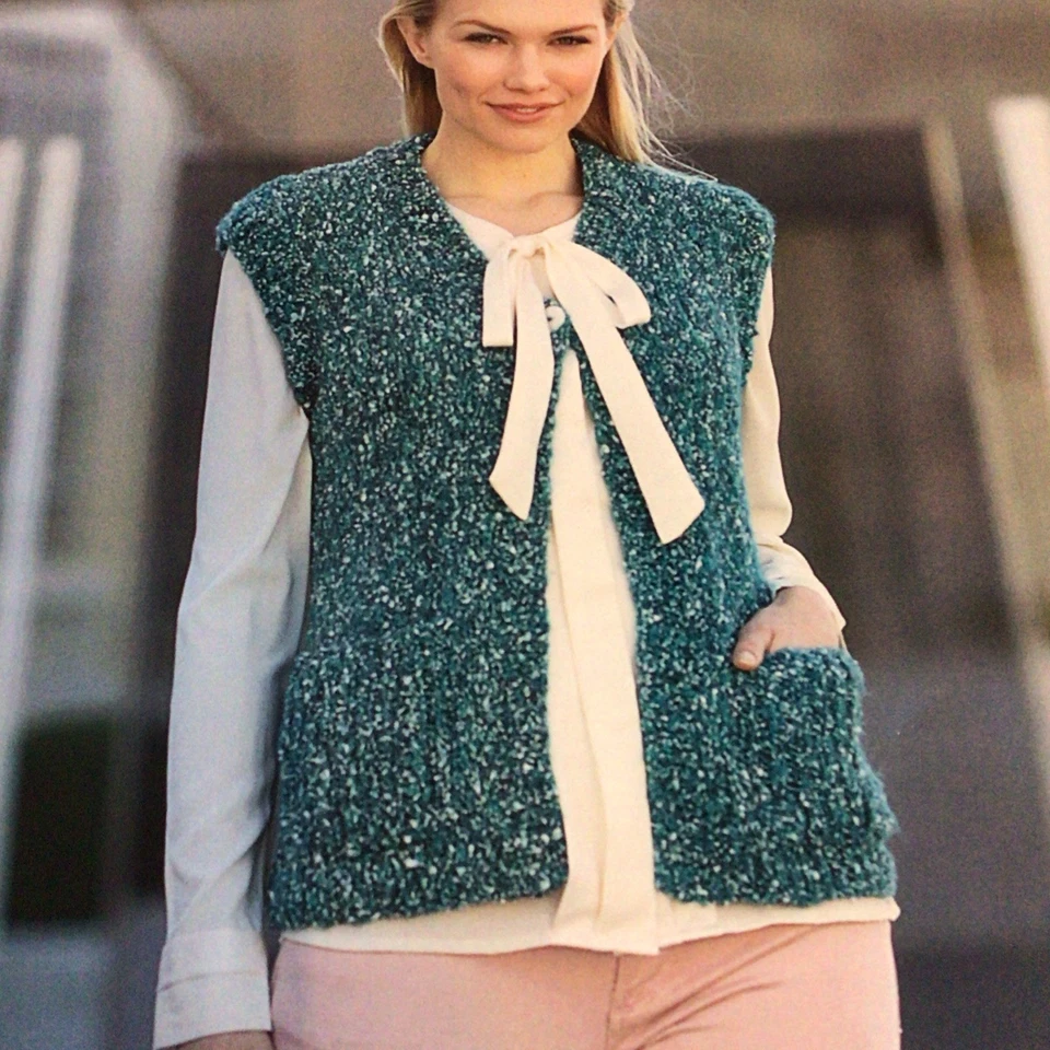 Sirdar Bouffle Chunky Waistcoat Knitting Pattern Sizes 32-54” 7392 - Image 2 of 3