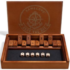 VAMSLOVE Shut The Box Dice Game Wooden Board Table Math Game for 2 Players and U