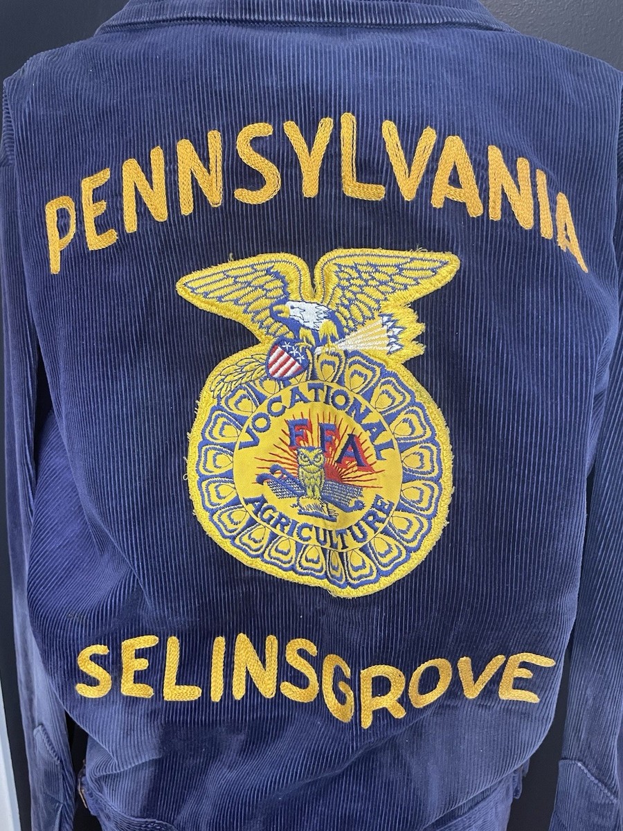 Vintage FFA Pennsylvania Blue Corduroy Bomber Jacket Size 40
