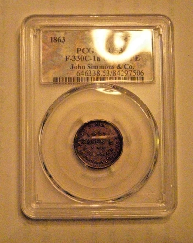 John Simmons & Co., 1863 Civil War Token, PCGS AU53, F-330C-1a