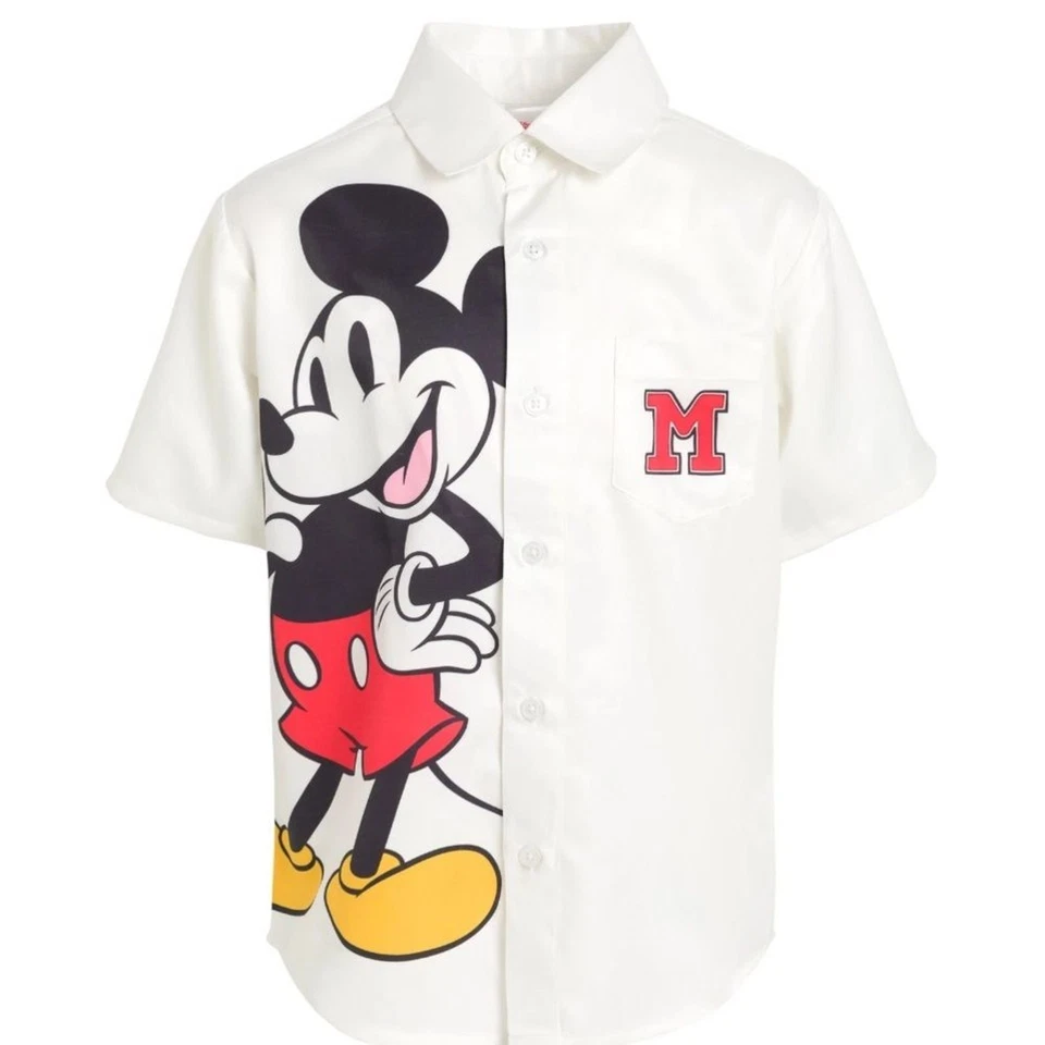 Camisa hawaiana con botones Disney Junior para niños pequeños Mickey Mouse 4T ropa de resort Foto 2 de 4