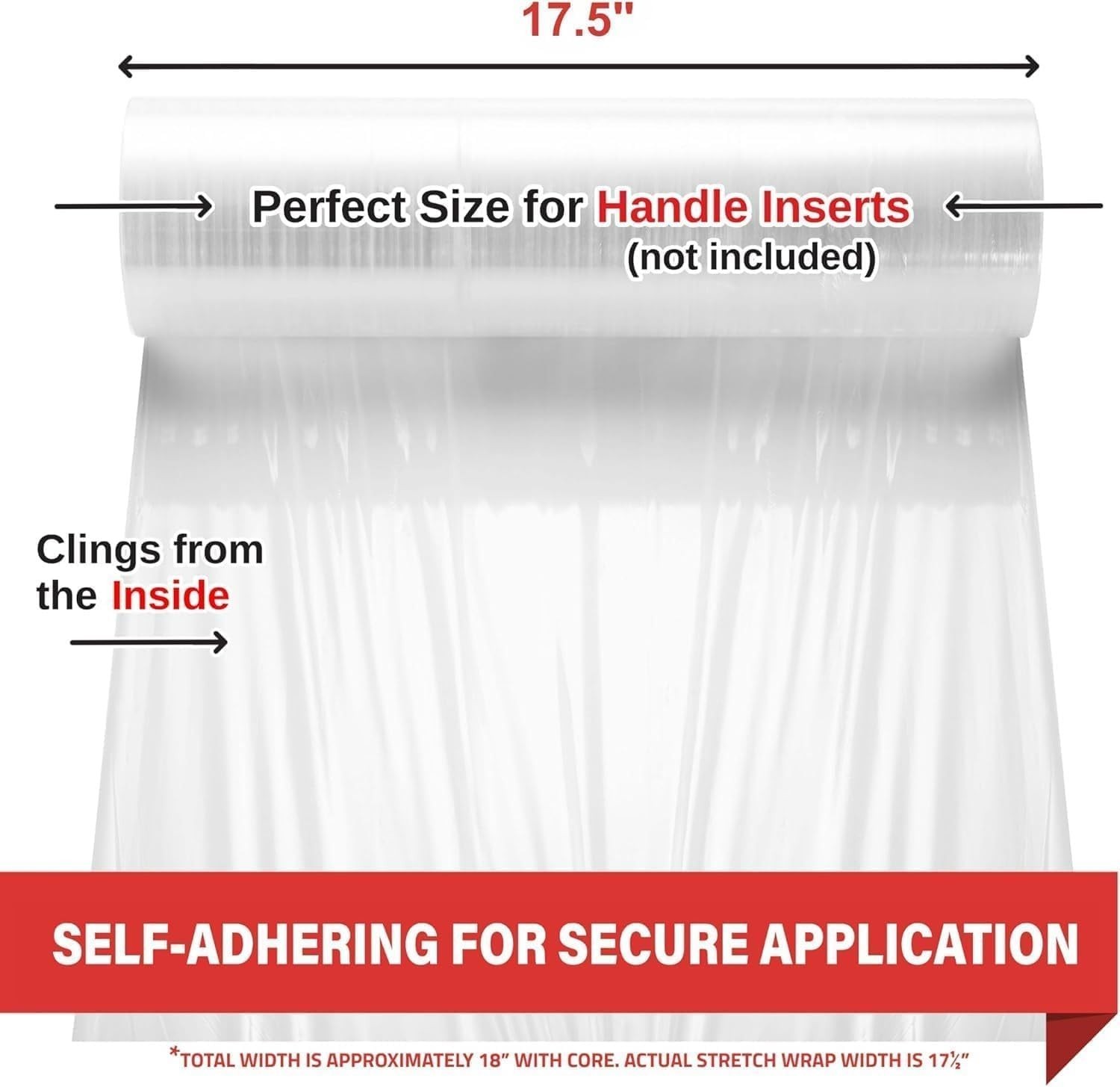 Durable 4-Pack Stretch Wrap - 17.5" Clear Industrial Film for Moving Supplies