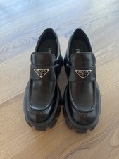 Prada brushed leather Monolith loafers size 38 US 7.5/8