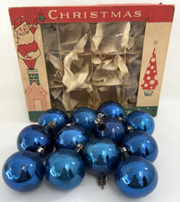 Vintage Fantasia Brand MCM Blue Christmas Box of 12 Ornaments