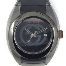 Gucci Sync 137.1 Men's Watch Interlocking G Black Dial SS Resin New From Japan