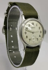 Vtg 1950s Alpina François Borgel Cased Cal 586 Military Style 30mm Gents Watch 