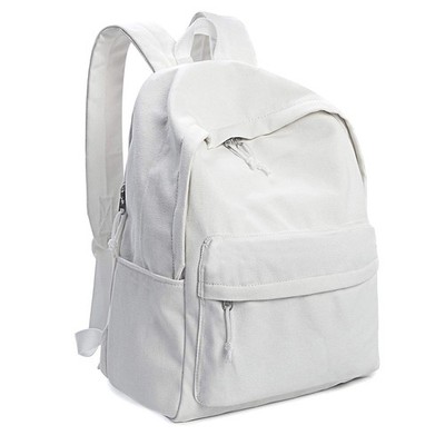 Zicac Unisex DIY Canvas Backpack Daypack Satchel Backpack (White, With Side P...