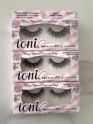 Ioni soft clear band - Wispy Natural Crisscross Cateye - 3D Faux Mink - Lot of 3