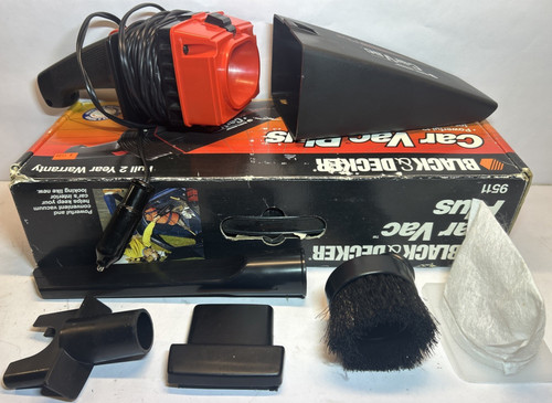 Black & Decker Car Vac PLUS Model 9511 12V Vacuum w/Accessories in Box SEE VIDEO