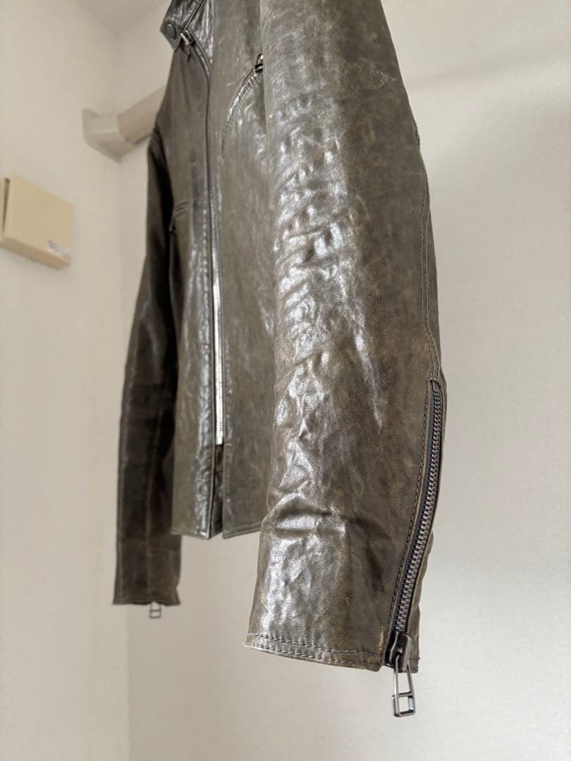 helmut lang leather jacket ash green Good Rare image 7